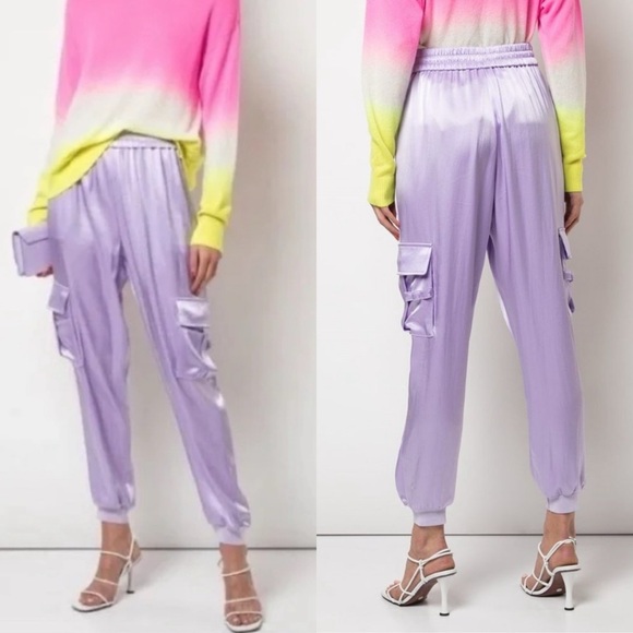 Alice + Olivia Stylish Lavender Purple Cargo Jogger Pants Chic XS Revolve Chic - Picture 1 of 8